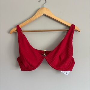 Hollister High Apex Ribbed Underwire Red Bikini Top - Sz XL